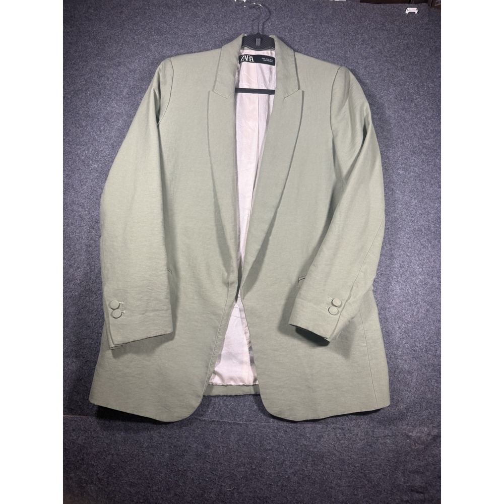 Zara Women's Single-Button Flowy Blazer in Sage Green small size